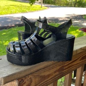 Jelly platform sparkle sandals